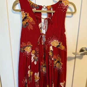Free People Red Floral Mini Dress